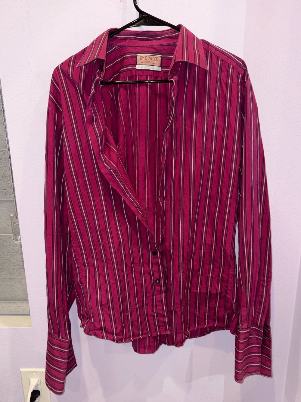 Thomas Pink Magenta Striped Button-Up Shirt
